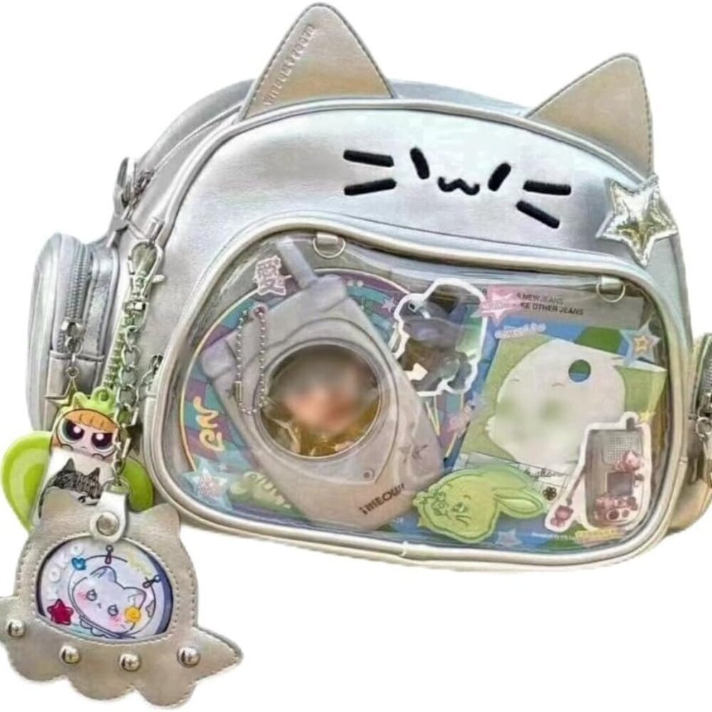 Kawaii CAT Ita Bag Backpack PU Leather Small Girls Shoulder Anime Pin Display